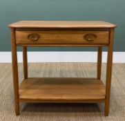 ERCOL CONSOLE TABLE, natural elm finish, 72cm h x 78 cm w x 39 cm dComments: surface scratches,