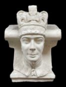 WYNDHAM CLARKE PLASTER HEAD OF KING GEORGE VI, 1938, for an architectural corbel on Llandaff