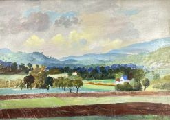 ‡ CIRCLE OF ROLAND VIVIEN PITCHFORTH (1895-1982) oil on board - expansive landscape, unsigned, 49