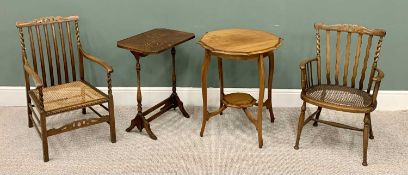 FURNITURE ASSORTMENT (4) - two cane seated elbow chairs with twist and spindle backs, 81cms H, 51cms