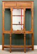 CIRCA 1900 MEDIUM OAK HALLSTAND - fine example with central mirror over a single drawer, base shelf,