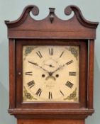 CIRCA 1830 OAK LONGCASE CLOCK - having a square painted dial by Davies, Harlech set with Roman