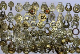 HORSE BRASSES, A LARGE COLLECTION - 19th century and later including bullseyes, crescents,