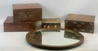 A CEYLONESE EBONY & PORCUPINE QUILL TRINKET BOX, late 19th century with bone dot inlay, 10cms H,