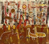 INDIGINOUS AUSTRALIAN ARTWORK - MARGARET ADAMS (b.1941) oil on canvas - 'Rockshell', initialled,