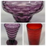 RICHARDSON (WEBB) AMETHYST GLASS 'BULLSEYE BOWL', signed to the base, 15cms H, 26cms diameter, B