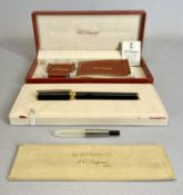 DUPONT MONTPARNASSE BLACK & GILT FOUNTAIN PEN with 18ct gold nib and gilt metal trim, in original
