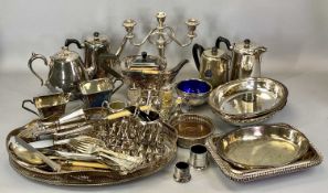 3 PIECE EPNS TEA SERVICE - of square panelled form, plated wine coaster with pierced rim, Mappin &