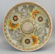 CROWN DUCAL CHARLOTTE RHEAD CIRCULAR SHALLOW CHARGER - tube lined floral decoration, signed and with