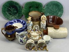 CHINA & POTTERY ASSORTMENT to include a large sporting tankard with hound handle, 15cms tall, a