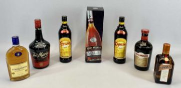 ALCOHOL - Remy Martin 700ml bottle, 40% vol (in box), Drambuie 70cl bottle, 40% vol, Tia Maria 1 ltr