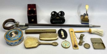 MIXED COLLECTABLES including a vintage John Collier patent shooting stick with leather covered