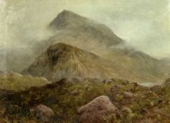 H E K signed/initialled, oil on canvas, titled verso - 'Mist on Siabod', 40 x 55cms