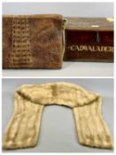 VINTAGE PINE BOX - metal bound and with hinged cover, lettered to the front 'Messrs Cadwallader &