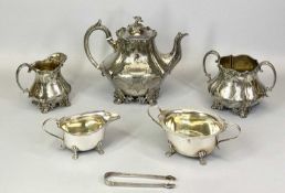 SILVER, BRITANNIA METAL & EPNS TEAWARE - a mixed group to include a pair of Georgian silver sugar