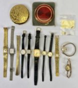 LADY'S WRISTWATCHES COLLECTION IN 9CT GOLD & OTHER METALS (10) and two vintage Stratton face