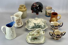 EXCELLENT STAFFORDSHIRE CHEESE DISH 16cms tall, novelty vintage piggy bank, Dartmouth Pottery