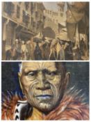 E V RICKMAN oil on board - 'King Tawhiao' dated verso 5th Jan 1966, 33 x 28cms and a North African