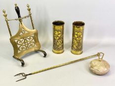 TRENCH ART - First World War brass shell case vases (2) - hammered and floral embossed decoration