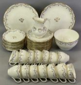 VICTORIAN PART TEA SERVICE - the side plates stamped 'Coalport', 38 pieces having gilt blue line