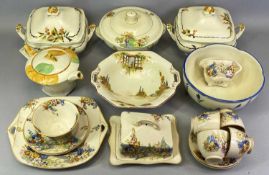 MID-CENTURY TYPE DINNERWARE - 'Crescent Ivory' pair of lidded square tureens, Loughton, John