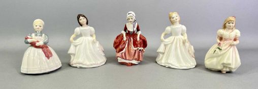 ROYAL DOULTON FIGURINES (5) - 'The Rag Doll' HN2142, 'Flower Girl' HN3602, 'Goody Two Shoes' HN2037,