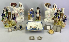 STAFFORDSHIRE FLATBACK FIGURES, A PAIR - mid 19th century, Scottish man and lady, 31cms H, a pair of