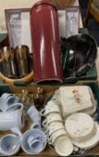 CHINA & GLASSWARE ASSORTMENT - to include a pair of Poole drip glaze chimney vases, 17cms tall, West