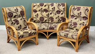 MODERN CANE CONSERVATORY SUITE - comprising two seater sofa, 101cms H, 121cms W, 80cms D and a