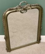 DECORATIVE WALL MIRROR - with silver painted frame having rope detail and bow effect to the top, 101