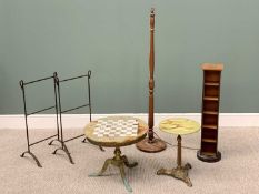 VINTAGE & LATER FURNITURE PARCEL (6) - to include a chequer board onyx top and brass table, 47cms H,