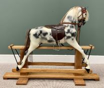 20th CENTURY DAPPLE GREY PEDESTAL ROCKING HORSE - labelled 