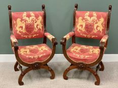 REGAL TYPE ARMCHAIRS - a pair, having 