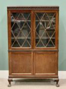 VINTAGE MAHOGANY BOOKCASE CUPBOARD - having twin glazed upper doors and adjustable interior shelving