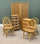 CANE FURNITURE - to include a set of four chairs labelled 