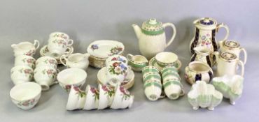 ROYAL CHINAWORKS WORCESTER - pair of shell form bowls, green and white glazed and with green printed