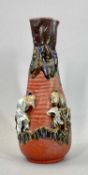 RYOSAI SUMIDA GAWA VASE - Japan circa 1890, decorated in relief with figures, 25cms H