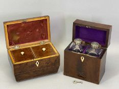 ANTIQUE TABLE BOXES (2) - to include a Georgian mahogany and boxwood strung two bottle decanter box,