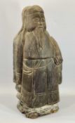 LARGE CARVED WOOD FIGURE 'CONFUCIUS' - 70cms H
