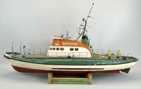 SCALE MODEL RESCUE BOAT - 'The Theodor Heuss', the bridge painted cream and orange, the hull cream