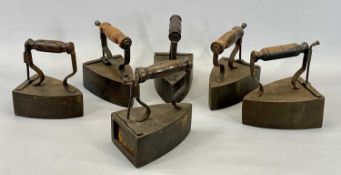 VICTORIAN BOX IRONS (6) - with turned wood handles and all having original cast iron slugs