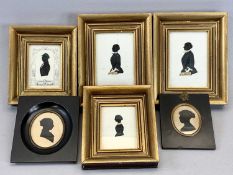 VICTORIAN HIGHLIGHTED PORTRAIT SILHOUETTES (4) - three of females, one of a male looking to the