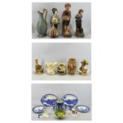 WEDGWOOD BLUE JASPERWARE BISCUIT BARREL - with EPNS mounts, 18cms H, 2 x first edition Coalport