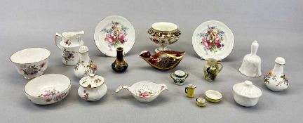 ROYAL CROWN DERBY QUAIL PAPERWEIGHT with gold stopper, Royal Crown Derby 'Posies' cream jug and