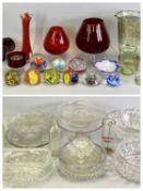 GLASS PAPERWEIGHTS, various, green and gilt glass lemonade set, a vintage Horlicks mixer, various