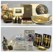 MIXED COLLECTABLES - including a pair of Ancient Egyptian style bookends, various pictures, wooden