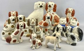 19TH CENTURY & LATER STAFFORDSHIRE DOGS - a collection including russet and cream with open front