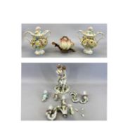 COALBROOKDALE LIDDED TWO-HANDLED VASES, A PAIR - circa 1820 - 40, heavily floral encrusted, the