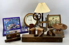 VINTAGE WOODEN MOULDING PLANE, vintage wooden box plane, Shortland aneroid barometer, 28cms,