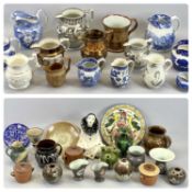 JUGS - a collection, 19th century and later including Minton, Copeland, copper lustre and various